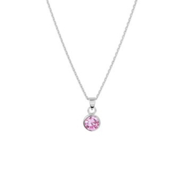 Zilveren Collier met Ronde Roze Zirkonia