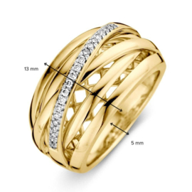 Excellent Jewelry Geelgouden Fantasie Ring met Briljant Strook