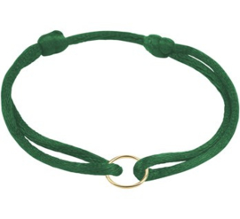 Groene Armband van Satijn met Gouden Cirkel