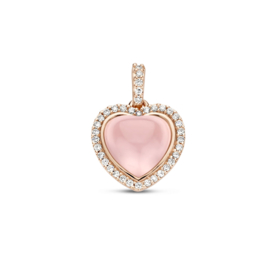 Roségouden Hanger Hart Rozenkwarts en Diamant 0.21ct h si