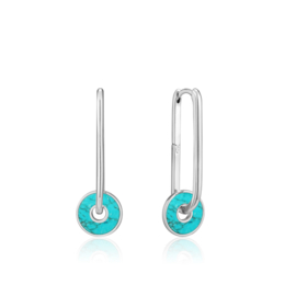 Turquoise Disc Hoop Oorbellen van Ania Haie