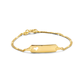 14K Geelgouden Kinder Graveerarmband met Hartje 13cm