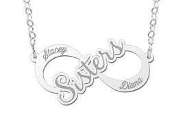 Names4ever Sisters Infinity Ketting van Zilver - Graveer Sieraad