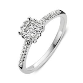 Excellent Jewelry Slanke Witgouden Ring met Diamant Kopstuk