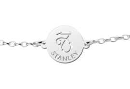 Zilveren Armband met Ronde Steenbok Sterrenbeeld Naamhanger > Names4ever