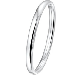 Zilveren Bangle armband Dop 6mm met Ovale Buis | 68 mm