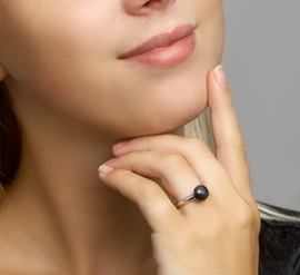 Gerhodineerd Zilveren Ring met Zwarte Cat’s Eye Edelsteen