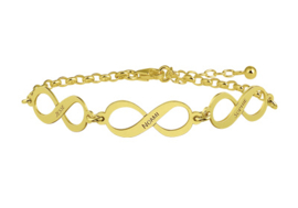 Names4Ever Gouden Infinity Armband met Drie Namen