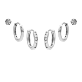 Karma Jewelry – Zesdelige Double Hinged Earparty Set - Zilver