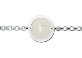 Names4ever Zilveren Armband met Ronde Letterhanger