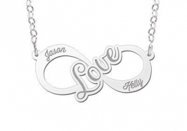 Names4ever Love Infinity Ketting van Zilver - Graveer Sieraad