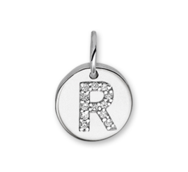 Letter R Bedel Hanger van Zilver met Zirkonia’s