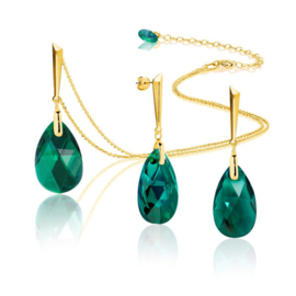 Spark Lacrima Gilded Oorhangers Emerald