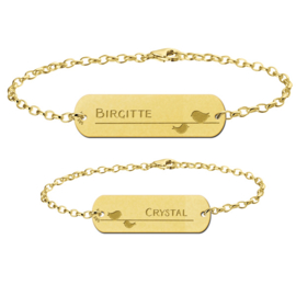 Gouden Moeder Dochter Armbandjes Set met Vogeltjes > Names4ever