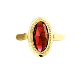 Vintage Ring met Ovaalvormige Granaat Steen