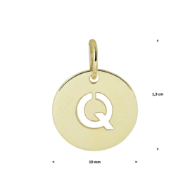 Opengewerkte Letter Q Hanger van Geelgoud