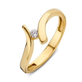 Excellent Jewelry Open Gouden Ring met Kleurloze Zirkonia