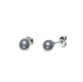 Spark Small Pearl Studs Zilveren Oorstekers met Grijze Parel