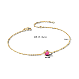 Gouden Armband met Geboortesteen Roze Toermalijn 0.18ct Oktober