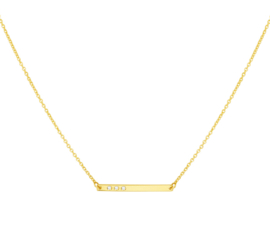 Geelgouden Anker Collier met Bar Plaatje met Diamanten