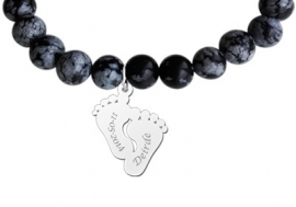 Zilveren Voetjes Armband Obsidian AB-black-ZBV