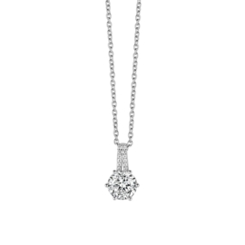 New Bling Collier van Zilver met Ronde Elegante Zirkonia Hanger