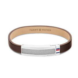 Tommy Hilfiger Bruine Plat Leren Heren Armband TJ2790397