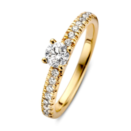 Excellent Jewelry Gouden Diamanten Ring met Diamant Kopstuk