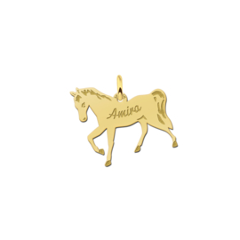 Kerst Sieraden | Gouden Paard Graveer Hanger