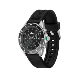 Lacoste Stalen Tiebreaker Horloge met Zwart Siliconen Horlogeband voor Heren