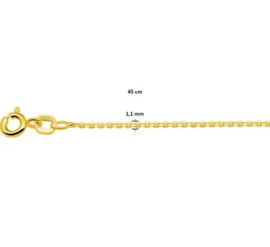 Goudkleurig Anker Gediamanteerd Collier | Dikte: 1,1 mm Lengte: 45 cm