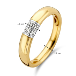 Excellent Jewelry Bolstaande Gouden Ring met Witgouden Diamant Kopstuk
