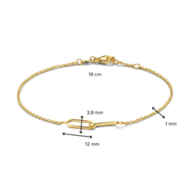 Excellent Jewelry Gouden Dames Armband met Dubbele Paperclip