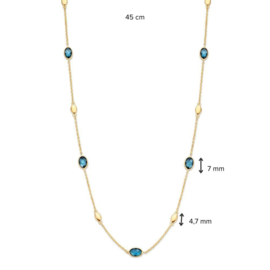 Excellent Jewelry Geelgouden Collier met London Blue Topaas