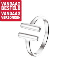 Ring van Zilver met Staaf Uiteinden / Maat 16,5