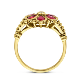 Gouden Vintage Ring met Robijn en Diamant 0.04ct h si