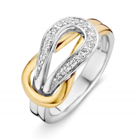 Excellent Jewelry Bicolor Dames Ring met Zirkonia Lus