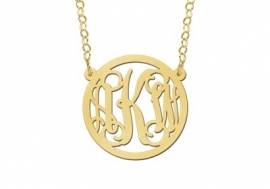 Names4ever Medium Monogram Hanger + Ketting in Goud GMH014