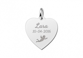 Zilveren Hart Hanger met Engeltje | Names4ever Communie