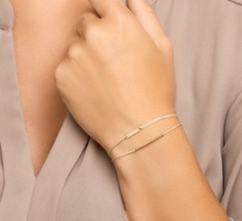 Goudkleurige Koord Armband met Gouden Bolletjes