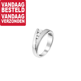 Zilveren Ring met Zirkonia Steentjes / Ringmaat 17,5