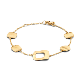 Excellent Jewelry Geelgouden Armband met Vierkante Plaatjes