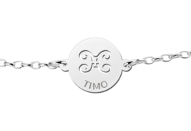 Zilveren Armband met Ronde Tweeling Sterrenbeeld Naamhanger > Names4ever