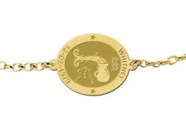 Gouden Armband met Ovaalvormige Waterman Sterrenbeeld Naamhanger > Names4ever