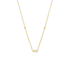 14K Geelgouden Collier met Infinity en Bolletjes