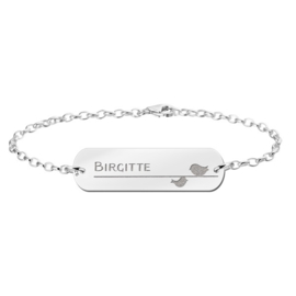 Zilveren Moeder Dochter Graveer Armbandjes Set met Vogeltjes - Names4ever