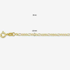 Elegant Gouden Figaro Collier | Dikte: 1,8mm Lengte: 38cm