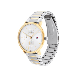 Tommy Hilfiger Goudkleurig Dames Horloge met Zilverkleurige Band