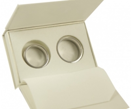 Luxe parelmoer kartonnen trouwringen-doosje