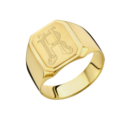 Gouden Zegelring met Monogram - achthoekig | Names4ever